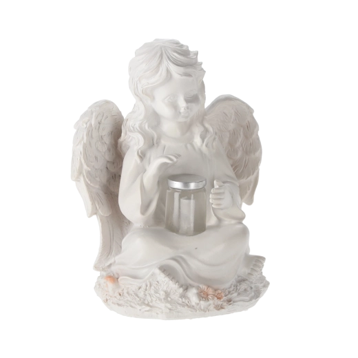 Solar LED Angel Resin Figurine – Decorative Candle Holder for Garden and Home