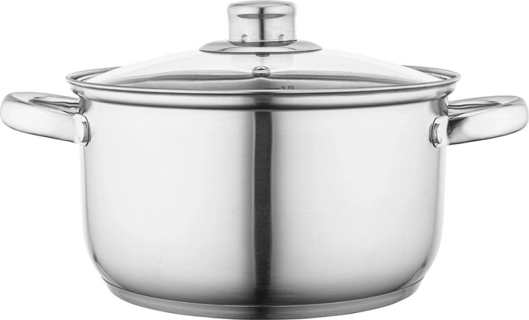 Faitout en acier inoxydable Fabio 20 cm, 3,6 l avec couvercle en verre
