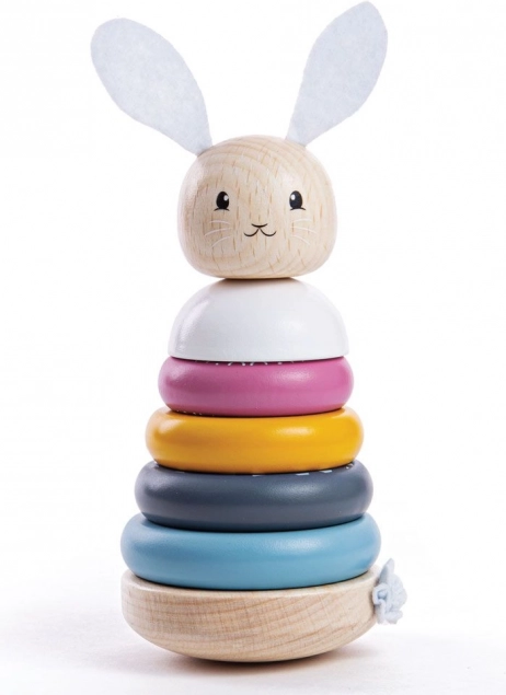 Bigjigs Baby torre impilabile in legno con coniglietto