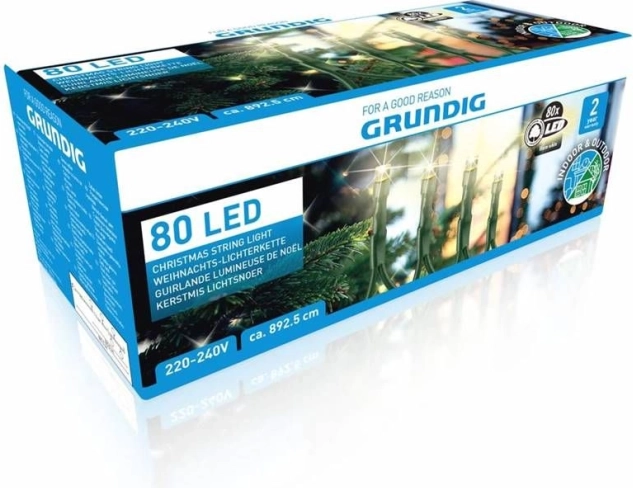Udendørs julelyskæde med 80 LED
