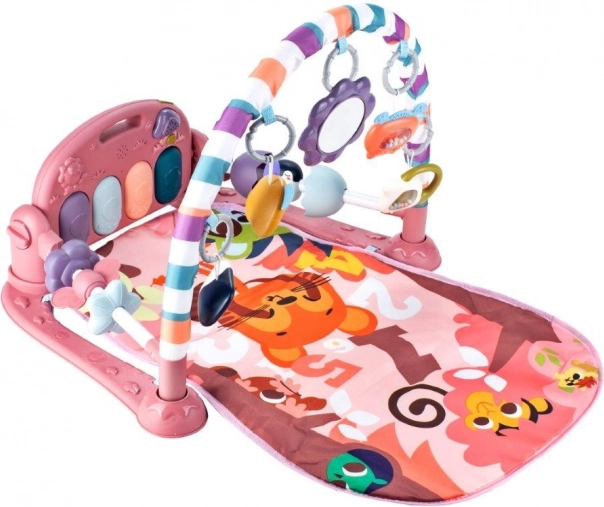 Educational play mat with piano and rattles – pink