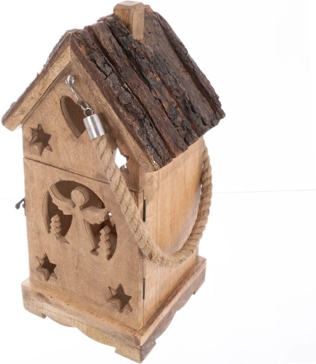 Lanterne décorative en forme de maisonnette avec ange