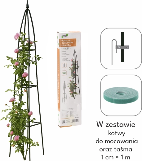 Pergola obelisco da giardino a piramide 31 × 31 × 200 cm con ancoraggi