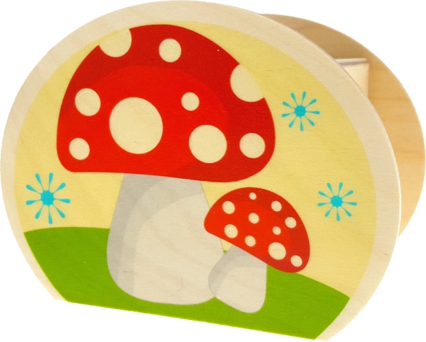Hess Wooden Piggy Bank in the Shape of a Mushroom