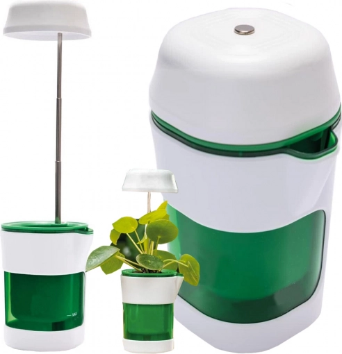 Plant lamp with full-spectrum light and self-watering planter
