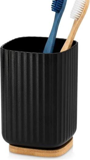 Bicchiere da bagno Vilde per spazzolini da denti nero 7,5 x 11 cm - 1 pezzo