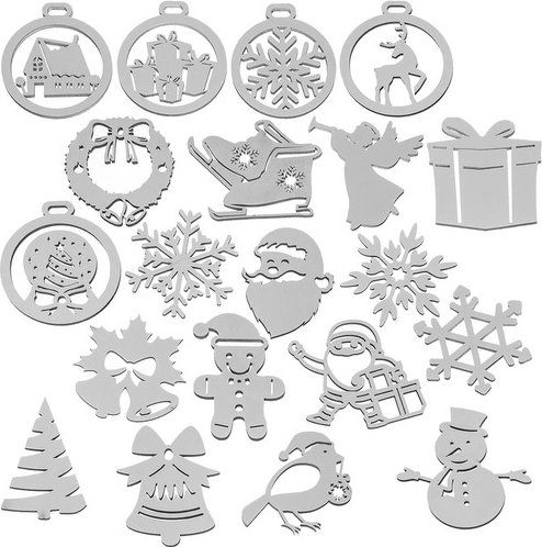 RUHHY Wooden Christmas Ornaments 20 pcs – white, unbreakable, 9 cm