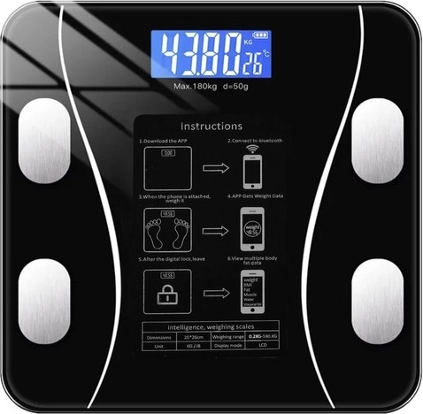 inteligentní koupelnová váha s bluetooth RUHHY, 8v1, do 180 kg