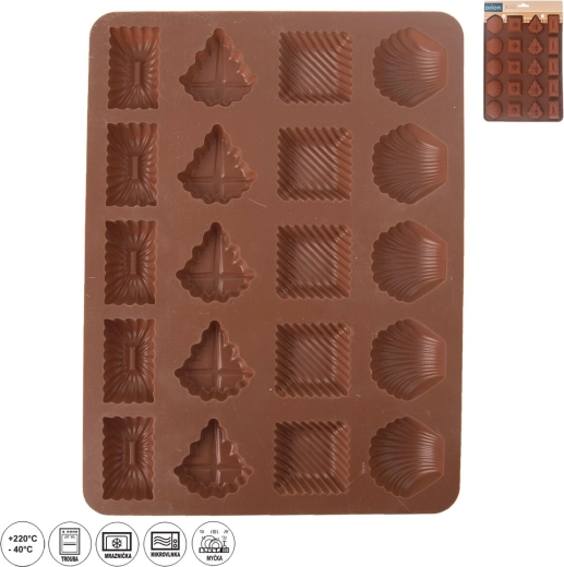 Moule en silicone pour petits gâteaux « pracny », formes assorties, marron, 20 pièces