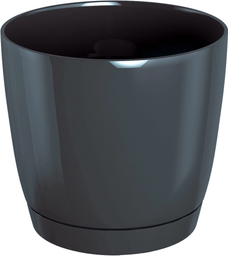 Vaso Coubi Round P con sottovaso 12 cm – grafite