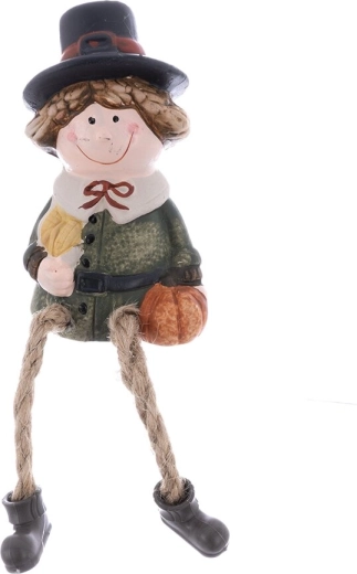 Keramikfigur Junge mit Stoffbeinen