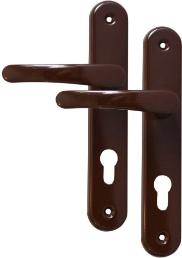 Ferrure de porte MICHAELA poignée–clé, marron, entraxe 72 mm