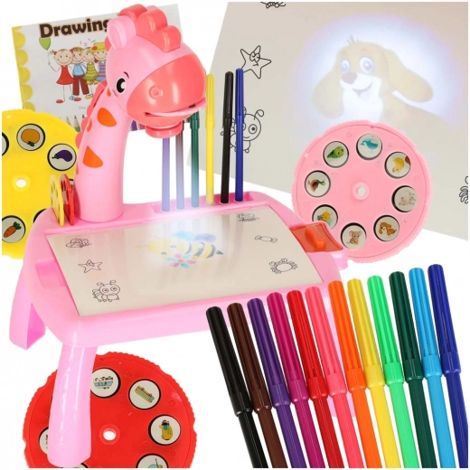 Pink kids’ giraffe projection drawing table
