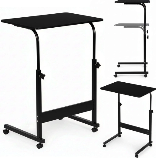 Mobile conference and laptop side table for sofa, black, ModernHome