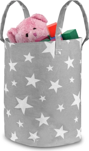 Nukido Textile Toy Basket – Grey with Stars
