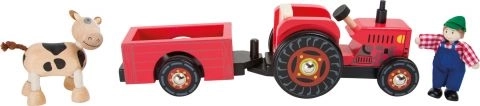 Trattore trainabile in legno con contadino e mucca small foot