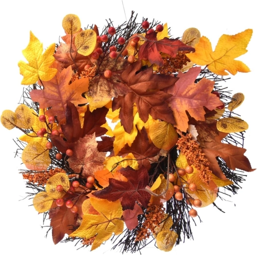 Couronne d’automne en plastique résistant 42 cm