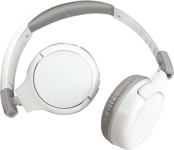 Foldable wireless and wired kids headphones – white, Bluetooth 5.0, 85 dB