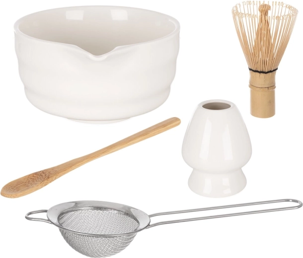Set de préparation du thé matcha en porcelaine et bambou