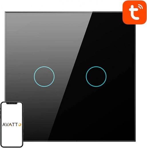 Smart WiFi Switch Avatto TS02-EU-B2 2 Way TUYA (black)