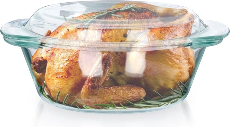 Glazen hittebestendige schaal met deksel 1 l + 270 ml