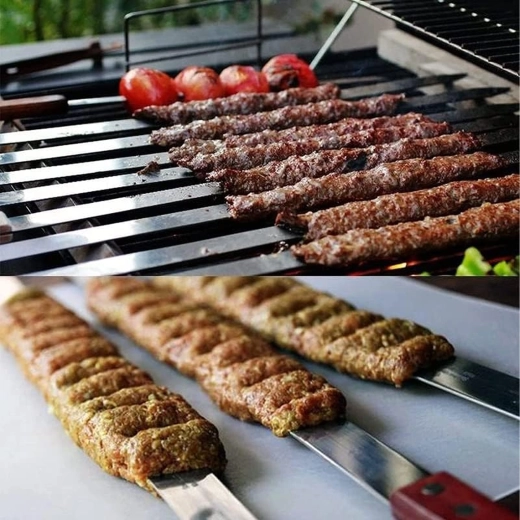 Spiedini in metallo per griglia, aghi piatti in acciaio inox, 4 pz, 50 cm