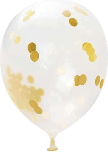 Palloncino con coriandoli – oro, 30 cm, 5 pezzi