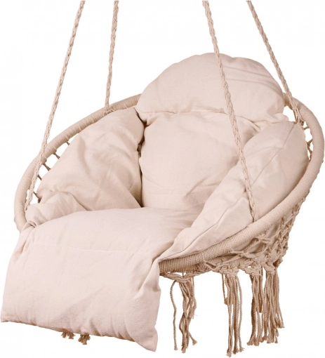 Sedia sospesa a nido di cicogna Lulilo con cuscino, ecru, 80 cm, 150 kg