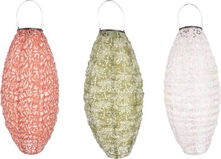 Solar fabric lantern with 4 LEDs, 20 × 45 cm (assorted 3 variants)