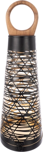 Bougeoir CONE en métal et bois en noir et or