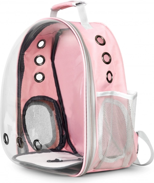 Backpack carrier box for cats and small dogs with transparent front panel