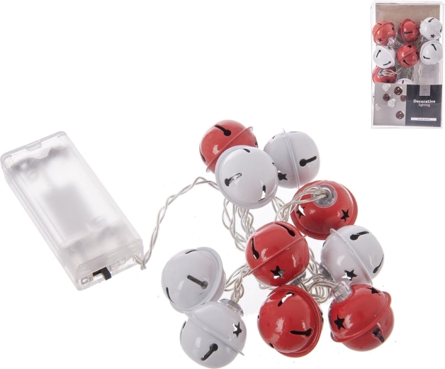 LED-lichtsnoer met rode belletjes 10 led 120 cm