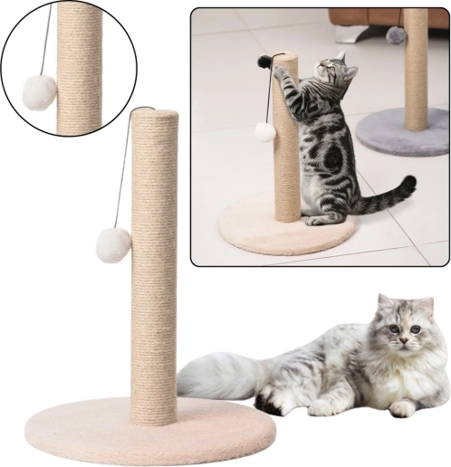 Škrabadlo pro kočky – sloupek 40 × 30 cm, béžové