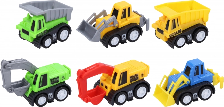 Véhicules de chantier à rétrofriction 6 pcs, 6 cm