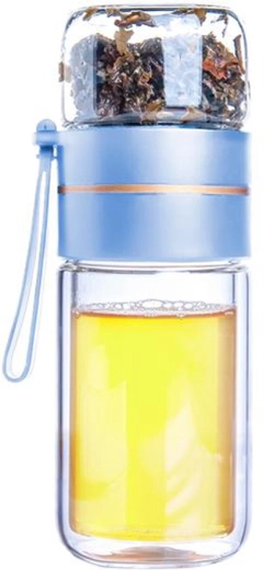 Toro rejse-glasflaske til te af dobbelt borosilikatglas 165 + 90 ml