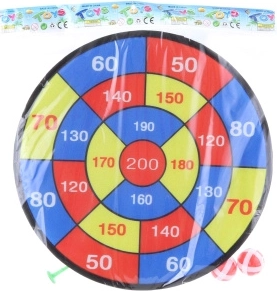 Velcro target with balls and darts