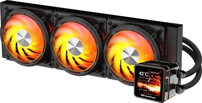 Raffreddamento a liquido CPU DarkFlash Explore DE360 360 mm con display IPS (nero)