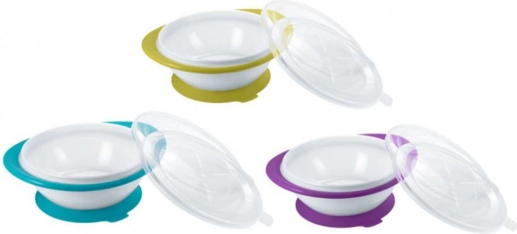 NUK Easy Learning Baby Bowl with 2 Lids and Suction Base Blue