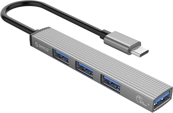 ORICO hub USB‑C con USB 3.0 e 3× USB 2.0, grigio