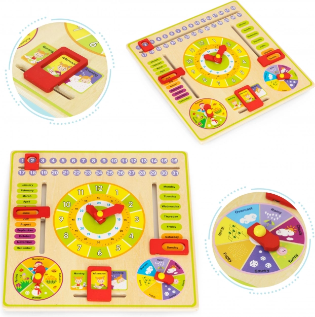Wooden Educational Board - Calendar and Clock ECOTOYS
