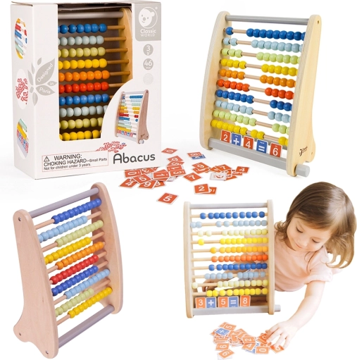 Classic World Wooden Abacus with Mathematical Tasks