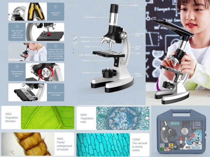 Microscopio in valigetta con struttura in metallo