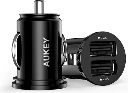 Aukey mini car charger 2× USB 24 W with AiPower technology