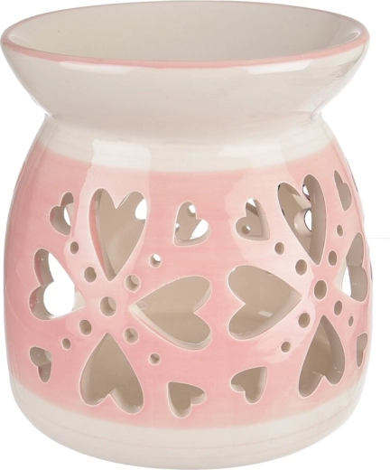 Ceramic heart aroma lamp, pink-white