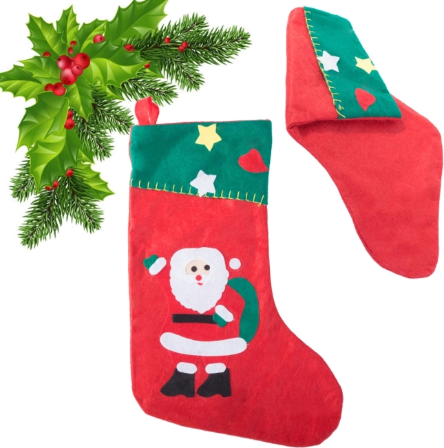 calza natalizia per regali con motivo di Babbo Natale, pupazzo di neve o alberello