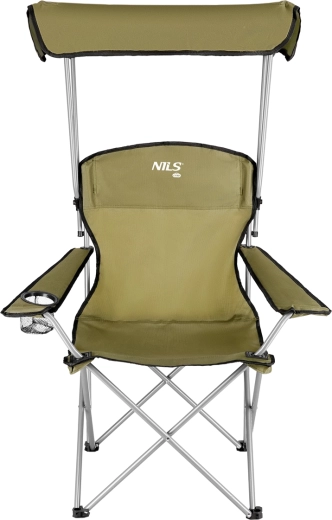 Chaise de camping pliante avec auvent NILS Camp verte