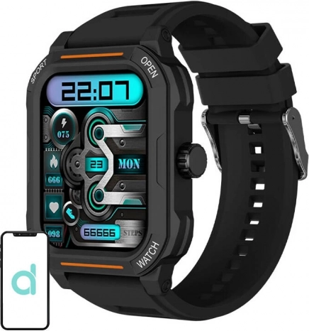 BLITZWOLF BW‑GTC3 Smartwatch black with steel strap