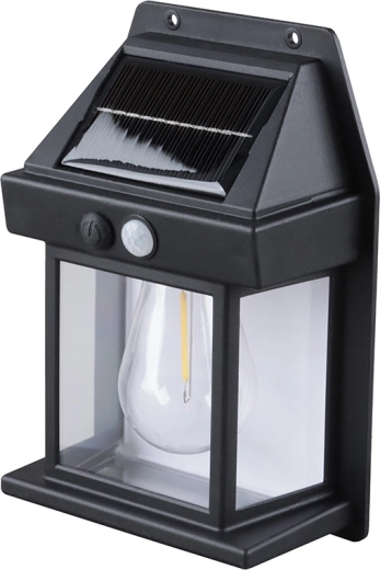 Solight LED solcellevæglanterne varm hvid 12 × 17 cm sort