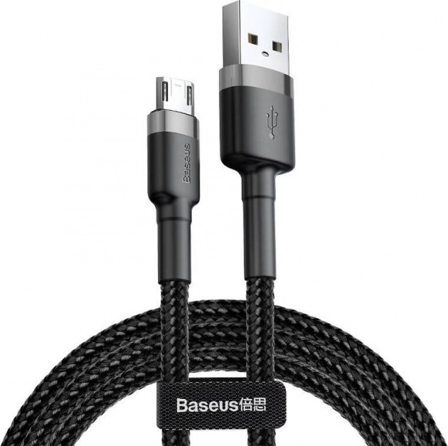 Baseus Cafule câble micro USB 2 m, tressé gris‑noir