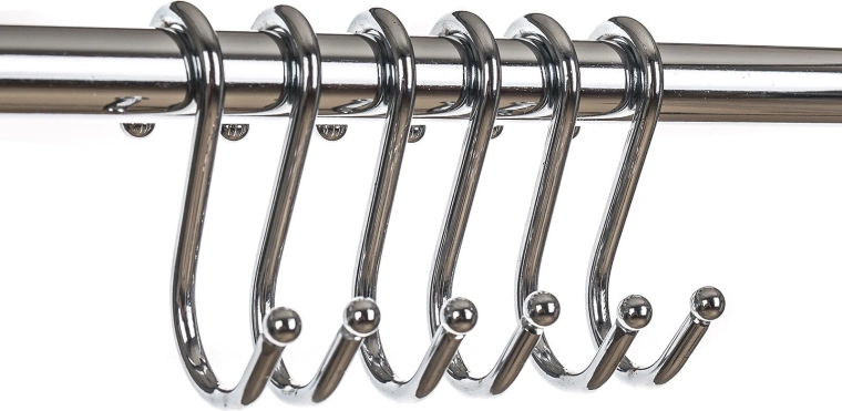 Set de crochets en S pour tringle suspendue VARIELLA, 6 pcs, chrome